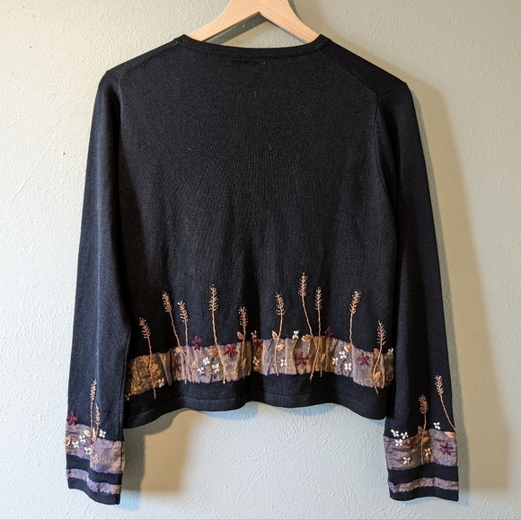 Vintage 90's J. Jill Black Silk Beaded Cardigan Size S - Picture 6 of 7